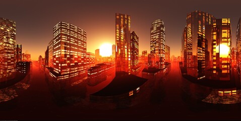 panorama of the night city, HDRI, environment map, Round panorama, spherical panorama, equidistant projection, 360 high resolution panorama , 3D rendering - 793161411