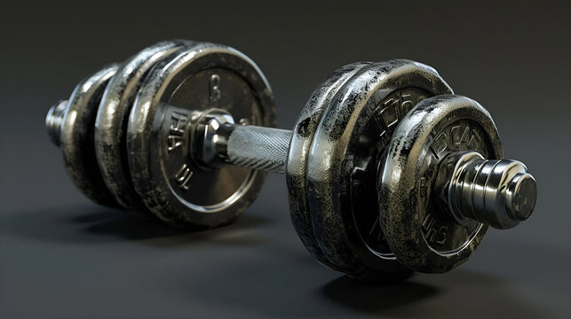 close up of a dumbbell weights. AI generative.