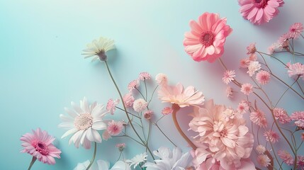 Celebrate Mother s Day and Women s Day with a charming decoration concept featuring delicate flowers set against a soft pastel backdrop