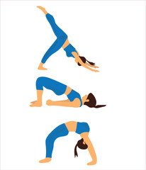 Yoga poses vector illustration. Yoga poses vector set. Hand drawing yoga pose icons