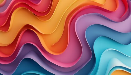   A tight shot of a multicolored backdrop, featuring undulating waves at its base, with distinct wavy lines along the bottom - obrazy, fototapety, plakaty