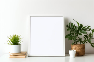 Black frame mockup against a wall