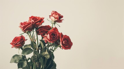 A stunning bouquet of red roses set against a crisp white backdrop