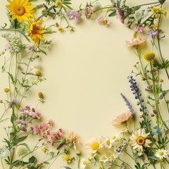 frame background of wild flowers.