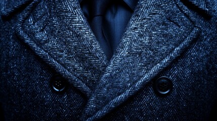   A tight shot of a suited individual with a tie and lapel buttoned jacket - obrazy, fototapety, plakaty