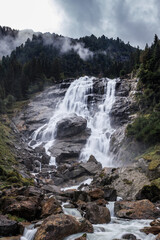 Grawa Waterfall on a Gray Summer Day