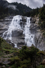 Grawa Waterfall on a Gray Summer Day