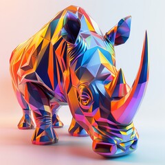 cinema 4d style, Rhino , bold use of color, white background