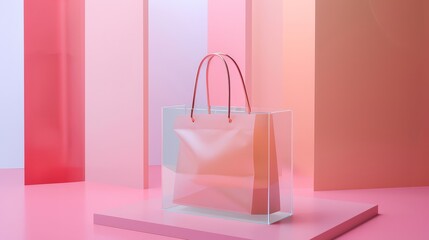 A soft pastel gradient transitions from one color to another vertically.  A sleek gift bag with a metallic handle rests on the bottom