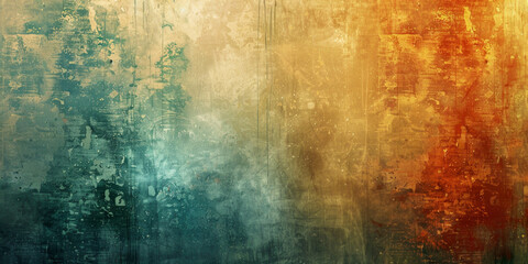 Majestic abstract background, grunge texture, copy space. The wall is covered with gold, yellow, red and aquamarine paint