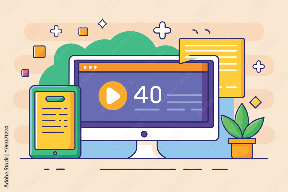 Poster a computer screen displaying the number forty, representing a numerical value or position, fix 404 e