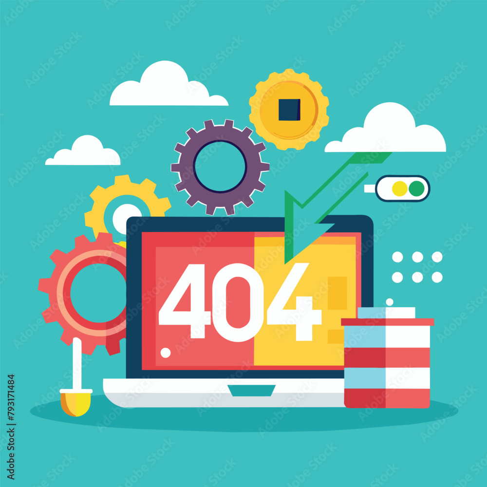 Poster a laptop screen showing the repeated number forty in a simple and minimalist flat vector design, fix