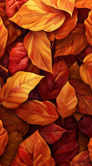 A vibrant tapestry of autumn leaves in rich warm tones, creating a beautiful seasonal pattern.