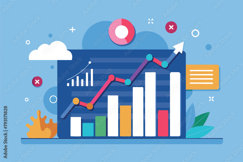 Poster donut placed on top of a bar graph showcasing data visualization, fixed data input errors trending, 