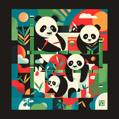 Fototapeta premium Adorable panda: a charming illustration. Image made by artificial intelligence 
