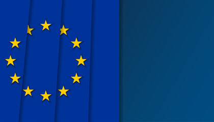 EU Europe Union flag background, banner, wallpaper for text. Europe patriotic template golden stars and blue field	