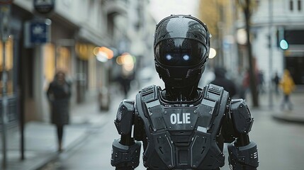 Ai robot working in city