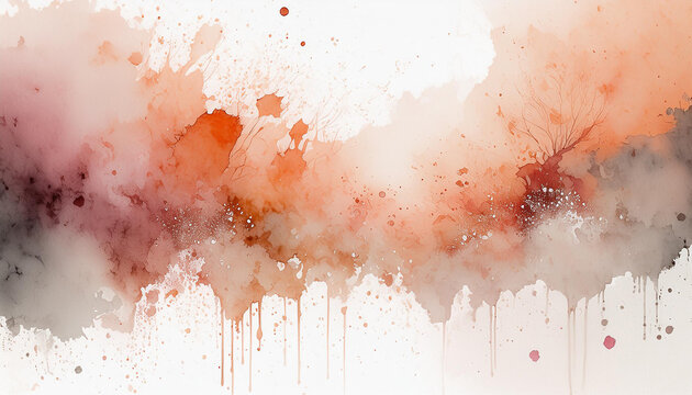 Watercolor illustration of mix of orange and brown splashes, suggesting motion and artistic chaos Generative Ai.