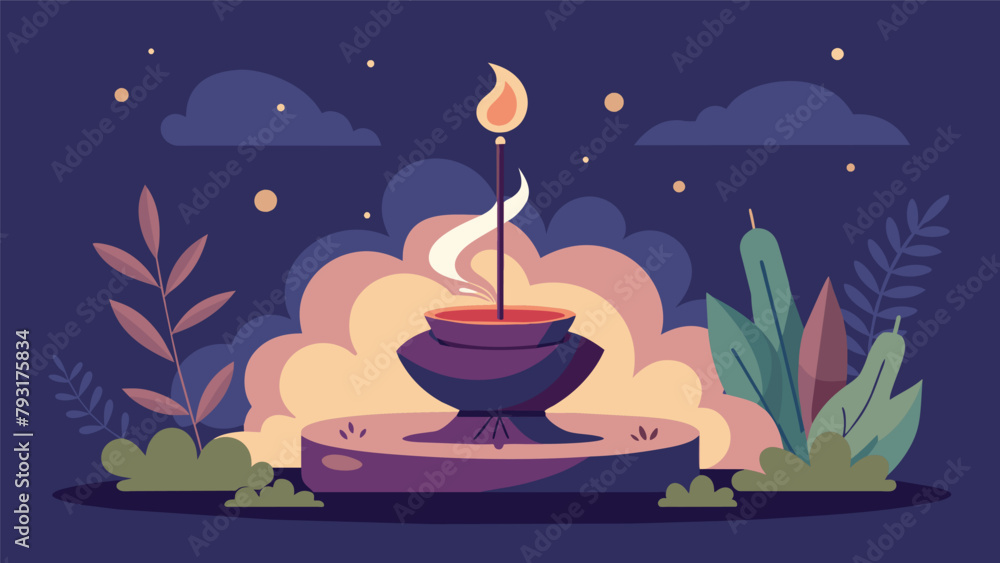 Poster the smell of incense lingering in the air creating a calming atmosphere for meditation and reflectio