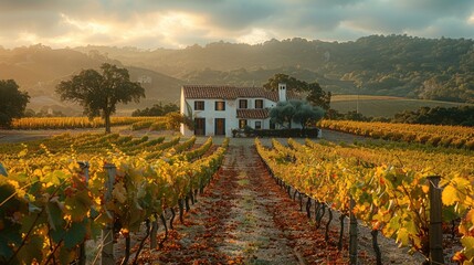 Fototapeta na wymiar Harvest Splendor: Capturing the Essence of Vineyard Beauty in Wide-Angle Glory
