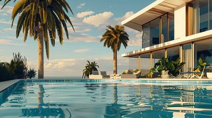 Tropical modern villa with swimming pool, Contemporary luxury Home Exterior design