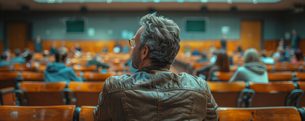 Person from behind observing an auditorium