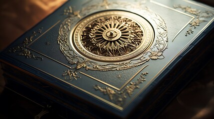 A close-up shot of a single book, its title embossed in gold lettering, radiating a sense of prestige and importance - obrazy, fototapety, plakaty