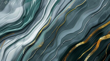 Obraz premium abstract slate gray background with thin gold mint and white lines.