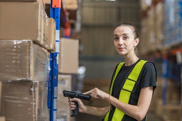 Warehouse worker working in warehouse storage. Foreman or worker work at factory site check up products in site. Inventory worker working in  factory Storehouse