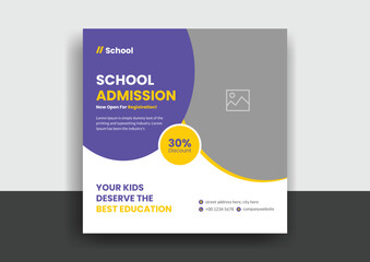 School education admission social media post & back to school web banner template