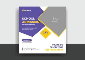 School education admission social media post & back to school web banner template