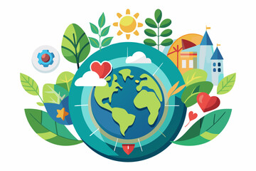 environmental message of earth, nature and Environment around earth illustration