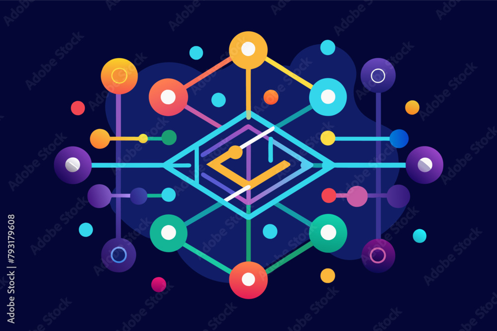Poster abstract data flow icon vector utilizing intersecting lines, gradients, and dots.