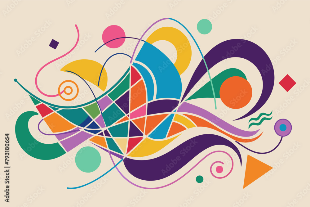 Aufkleber Abstract single line art of abstract shapes