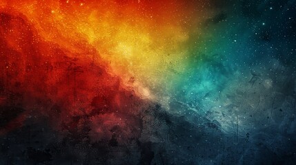 Obraz na płótnie Canvas Vibrant rainbow streaks with a starry particle effect on a dark backdrop.