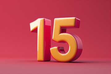 Number 15 in 3d style