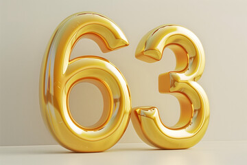 Number 63 in 3d style - obrazy, fototapety, plakaty