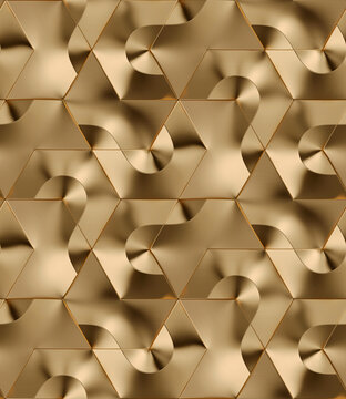 Abstract golden geometric patterns with elegant curves