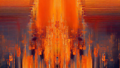 Abstract digital glitch, glitch effect texture. Orange tones.