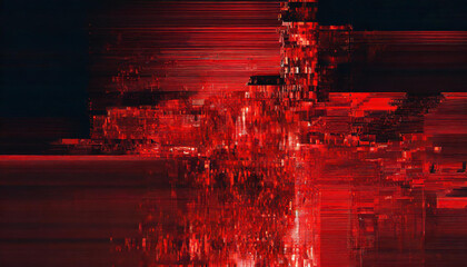 Abstract digital glitch Art fusion. Red and black tones.