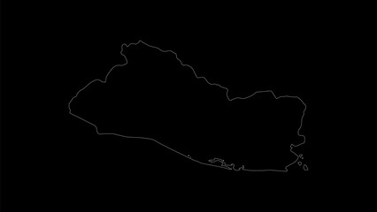 Obraz premium Salvador map vector illustration. Drawing with a white line on a black background.