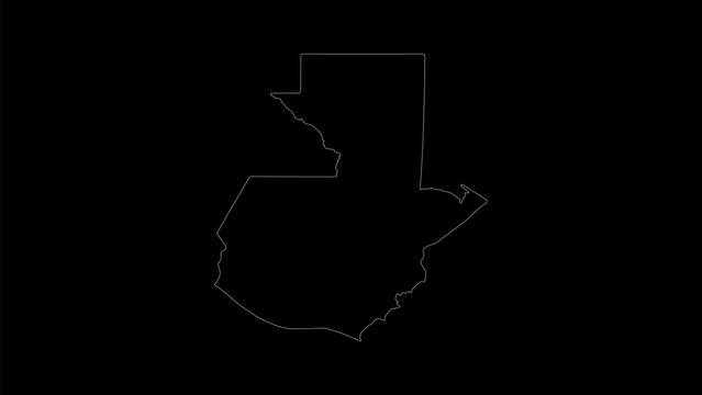 Guatemala map vector illustration. Drawing with a white line on a black background.
