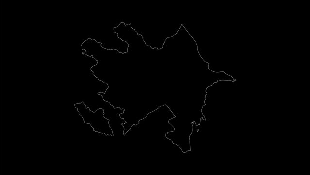 Azerbaijan map vector illustration. Drawing with a white line on a black background.