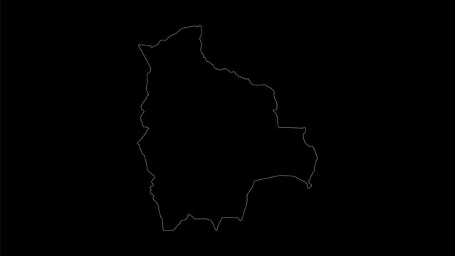 Bolivia map vector illustration. Drawing with a white line on a black background.