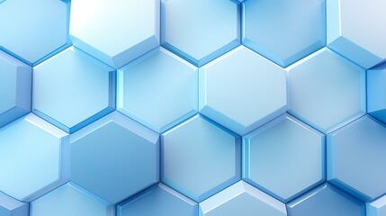 High-resolution blue 3D rendering of a geometric hexagonal pattern, perfect for backgrounds or abstract designs