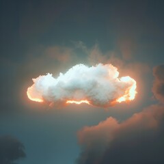 Fototapeta premium white cloud with neon light in the sky.