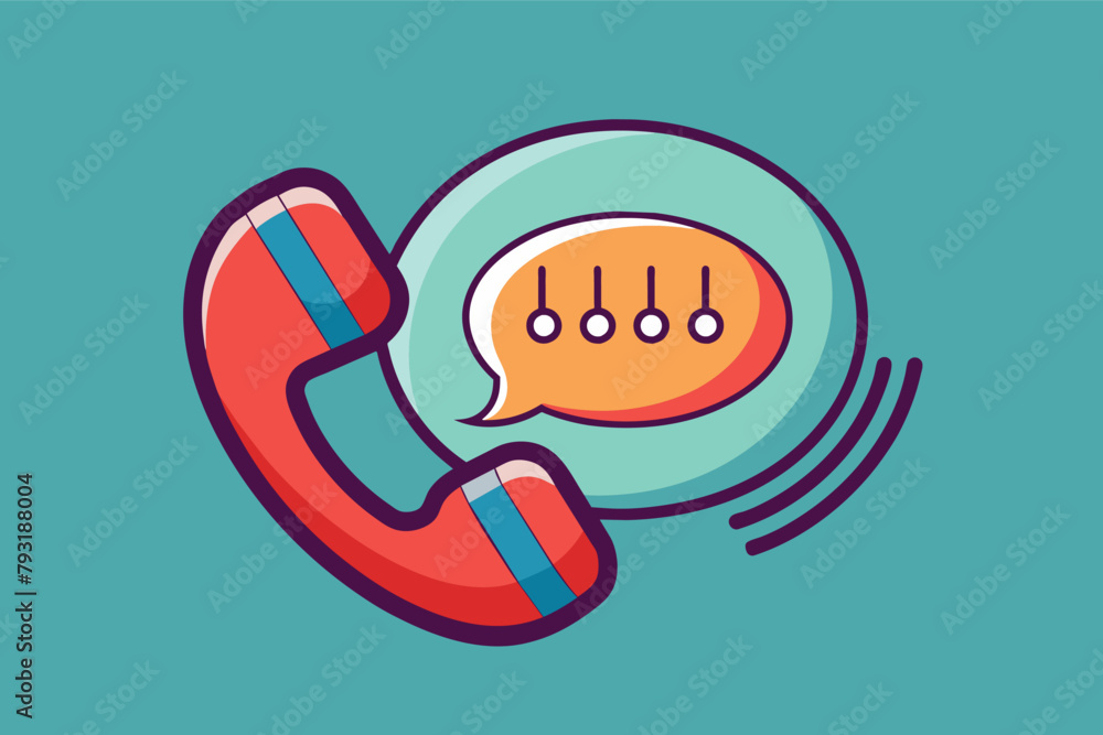 Poster a classic phone icon reimagined with a speech bubble morphing into a sound wave, symbolizing communi