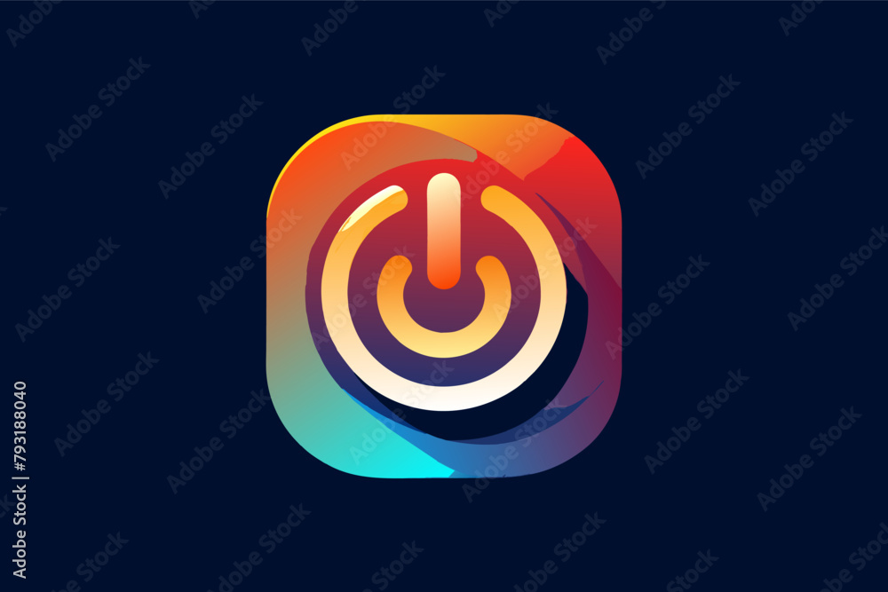 Aufkleber a classic power button icon redesigned with a flowing gradient, representing energy and innovation.