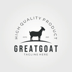 great goat logo icon vector vintage illustration design, for farm and business milk goat