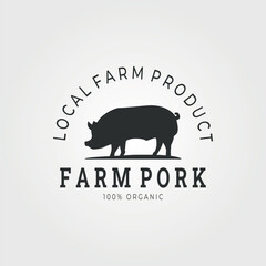 farm pork logo vintage vector illustration